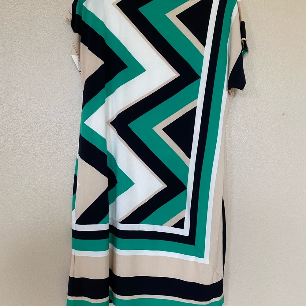 Asymmetrical multicolored women Size 12 knee length dress